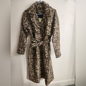 Missguided Leopard faux wool tench coat